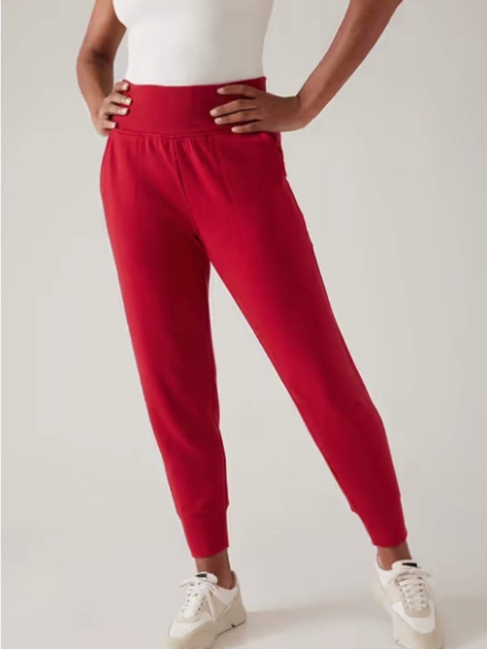 Athleta Coaster Waffle Knit Jogger High Rise Barrel Leg Cardinal Red Sz S Petite